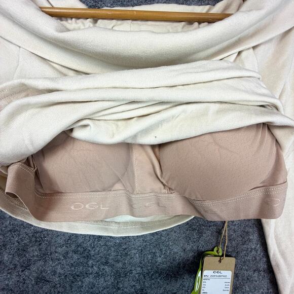 OGL Move Brami Top Women Medium Morning Mist Eco Mousse Off Shoulder Side Ruched - Picture 5 of 8